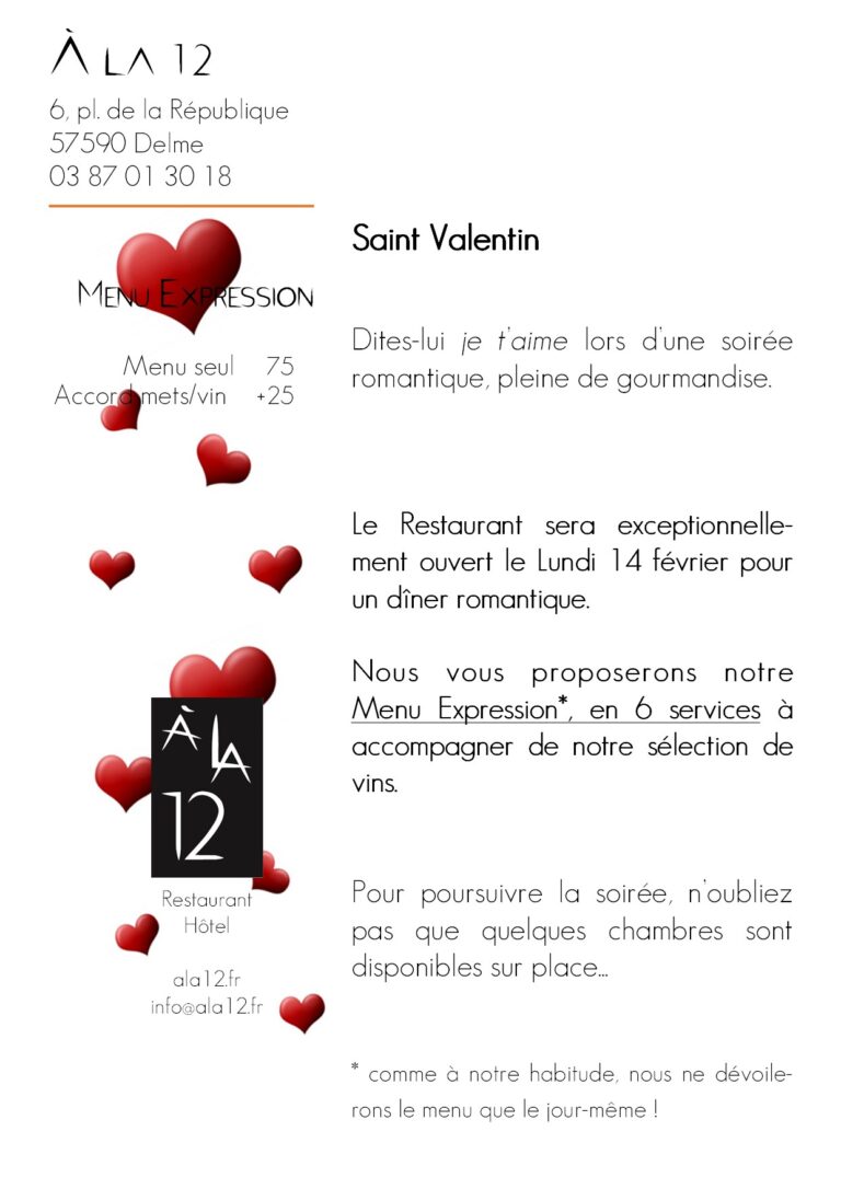 Saint-Valentin au restaurant À la 12 — À la 12